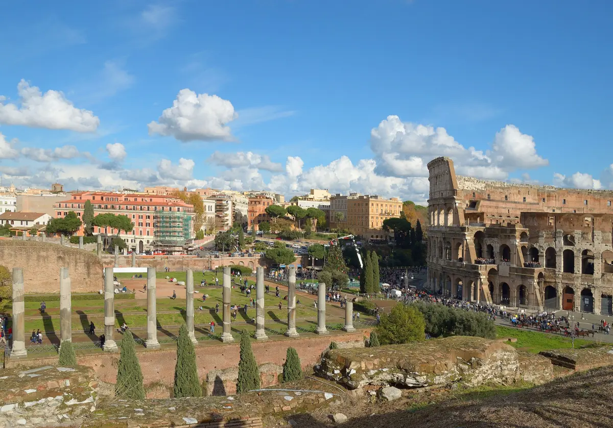 The Colosseum at the end of the Via Sacra